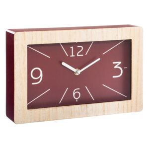 Zegar stołowy na biurko, komodę, drewniany, 30 x 19 cm, kolor czerwony
