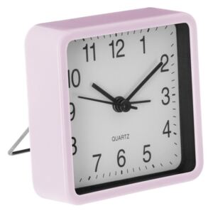 Cichy zegar stołowy do sypialni, budzik z mechanizmem QUARTZ, kolor różowy
