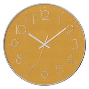 Cichy zegar ścienny do sypialni, zegar z cichym mechanizmem, żółty, Ø 30 cm