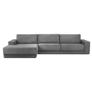 Szara sztruksowa XXL 5-osobowa sofa rozkładana Milo Casa Donatella, lewy róg