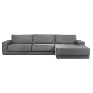 Szara sztruksowa XXL 5-osobowa sofa rozkładana Milo Casa Donatella, prawy róg