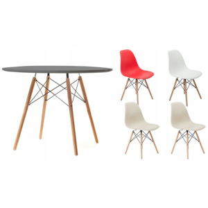 Zestaw stół skandynawski art105t popiel 100cm + 4 krzesła em01