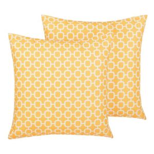 Zestaw 2 poduszek ogrodowych w geometryczny wzór 40 x 40 cm żółty