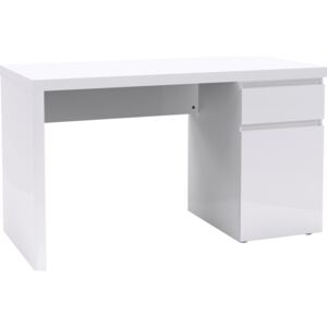 Nowoczesne białe biurko z szufladą i schowkiem