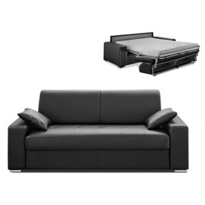 3-osobowa kanapa z ekspresowym mechanizmem rozkładania z materiału skóropodobnego EMIR - Kolor: czarny - Miejsce do spania: 140 cm - Materac 14 cm