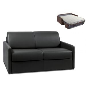 2-osobowa kanapa z ekspresowym mechanizmem rozkładania z materiału skóropodobnego CALIFE - Kolor: czarny - Miejsce do spania: 120 cm - Materac 14 cm