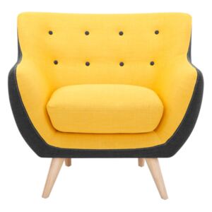 Fotel z tkaniny SERTI - Żółty i antracytowe brzegi