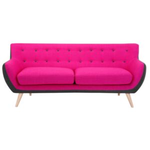 Sofa 3-osobowa z tkaniny SERTI - Fuksja i antracytowe brzegi