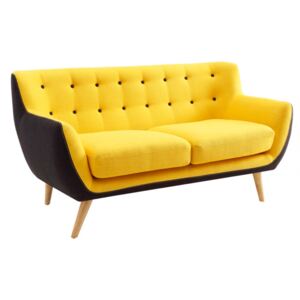 Sofa 2-osobowa z tkaniny SERTI - Żółty i antracytowe brzegi