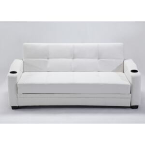 Rozkładana kanapa z materiału skóropodobnego MIRELLA - Kolor: biały