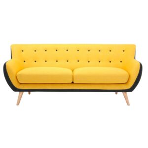 Sofa 3-osobowa z tkaniny SERTI - Żółty i antracytowe brzegi