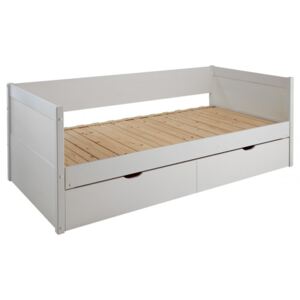 Kanapa z wysuwanym łóżkiem ALFIERO z szufladami - 90 × 190 cm - Lakierowane na biało