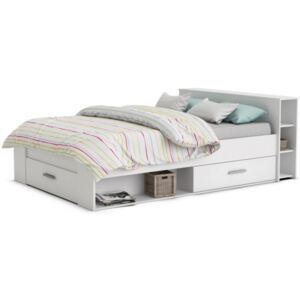 Łóżko LEONIS ze schowkami i szufladami - 160 × 200 cm - Biały