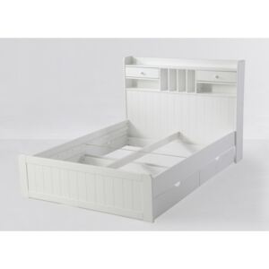 Łóżko MEDERICK z półkami - 140 × 190 cm - Biała sosna