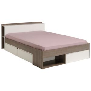 Łóżko DEBAR z półkami - modułowe 160 × 200 cm - Taupe i biały