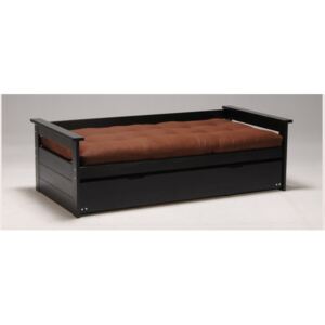 Kanapa z wysuwanym łóżkiem ALFONSO - 90 × 190 cm - Świerk kolor czarny