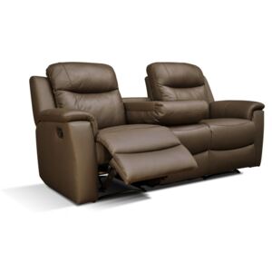 Skórzana sofa 3-osobowa EVASION z funkcją relaks - czekoladowy