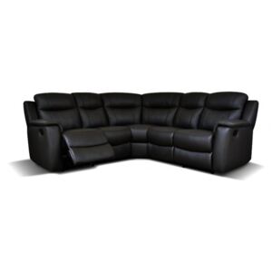 Skórzana sofa narożna EVASION z funkcją relaks - Czarny