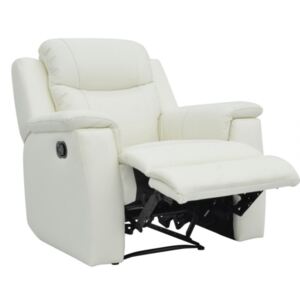 Skórzany fotel z funkcją relaks EVASION - biały kość słoniowa