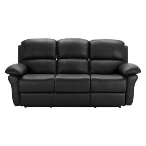 Skórzana sofa 3-osobowa z funkcją relaks MILAGRO - Czarny