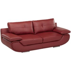 Sofa 3-osobowa ze skóry najwyższej jakości ORGULLOSA - Czerwony