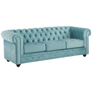 3-osobowa sofa CHESTERFIELD - Pastelowoniebieski welur