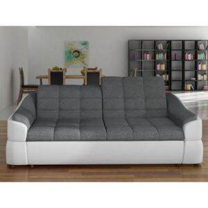 Sofa 3-osobowa z tkaniny i materiału skóropodobnego FAREZ - Model dwukolorowy szary i biały