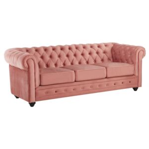 3-osobowa sofa CHESTERFIELD - Pasteloworóżowy welur