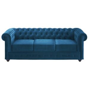 3-osobowa sofa CHESTERFIELD - Welur w odcieniu morskim