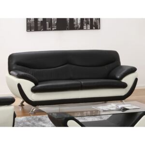 Sofa 3-osobowa z materiału skóropodobnego INDICE - Model dwukolorowy czarny i biały