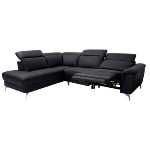 Narożna sofa OLBIA z elektryczną funkcją relaksu – Kolor czarny – Narożnik lewy