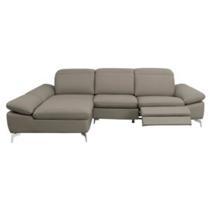 Narożna sofa MARSALA z elektryczną funkcją relaksu ze skóry bawolej – Kolor taupe – Narożnik lewy