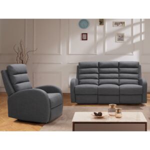 Sofa 3+1 z funkcją relaksu z tkaniny GIORGIA - Kolor szary