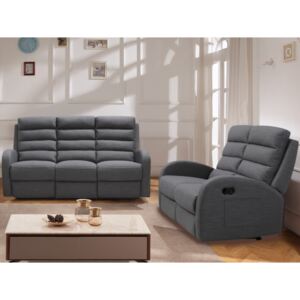 Sofa 3+2 z funkcją relaksu z tkaniny GIORGIA - Kolor szary
