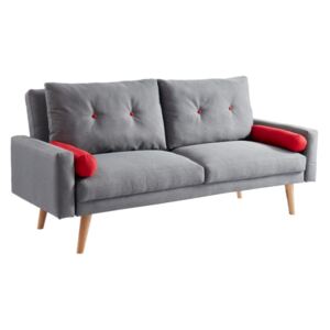 Rozkładana sofa 3-osobowa klik-klak JOSSELIN z tkaniny - Kolor szary