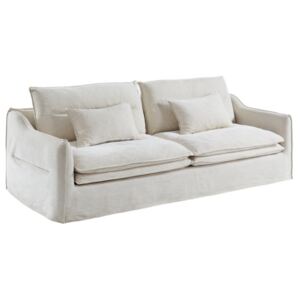 Sofa 3-osobowa ADILA z lnu i bawełny – kolor biały