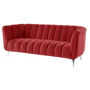 3-osobowa sofa welurowa PEGOUM - Kolor czerwony