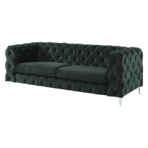 3-osobowa sofa chesterfield FARINO z weluru - kolor zielony