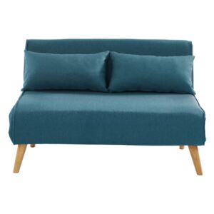 Rozkładana 2-osobowa sofa z tkaniny POSIO - Kolor niebieski