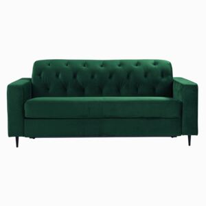 Sofa 3-osobowa SHERIDAN z weluru, rozkładana typu express – kolor zielony świerkowy