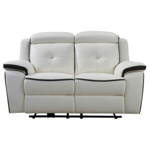 Sofa 2- osobowa ANGELIQUE ze skóry, z elektryczną funkcją relaksu – kolor biały i antracytowy
