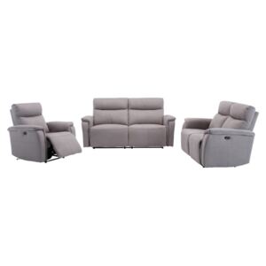 Sofa 3- + 2- +1-osobowa HENEL z tkaniny, z elektryczną funkcją relaksu – kolor beżowy