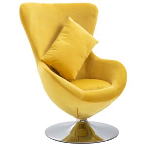 Fotel obrotowy z poduszką, żółty, aksamitny