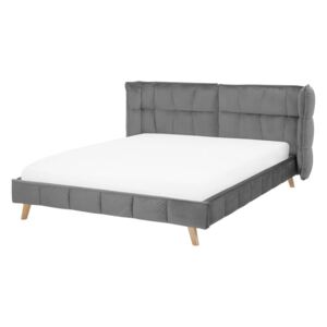 Łóżko welurowe 160 x 200 cm szare SENLIS
