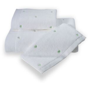Ręcznik kąpielowy MICRO LOVE 75x150cm Biały / miętowe serduszka