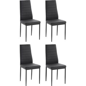 Zestaw do jadalni: cztery czarne krzesła, metalowe nogi