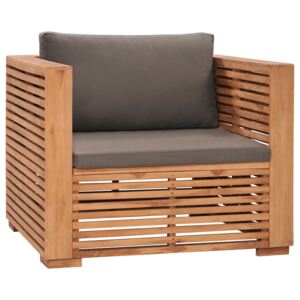 Fotel ogrodowy z ciemnoszarymi poduszkami, lite drewno tekowe