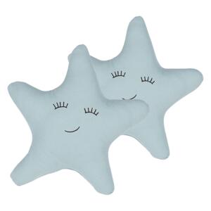 Zestaw 2 poduszek dla dzieci niebieski materiałowy z wypełnieniem gwiazda maskotka przytulanka