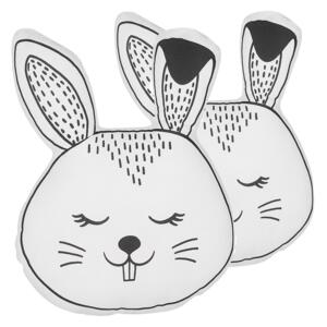 Zestaw 2 poduszek dla dzieci czarno-biały materiałowy z wypełnieniem królik maskotka przytulanka