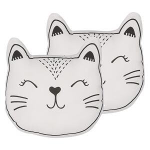 Zestaw 2 poduszek dla dzieci czarno-biały materiałowy z wypełnieniem kot maskotka przytulanka